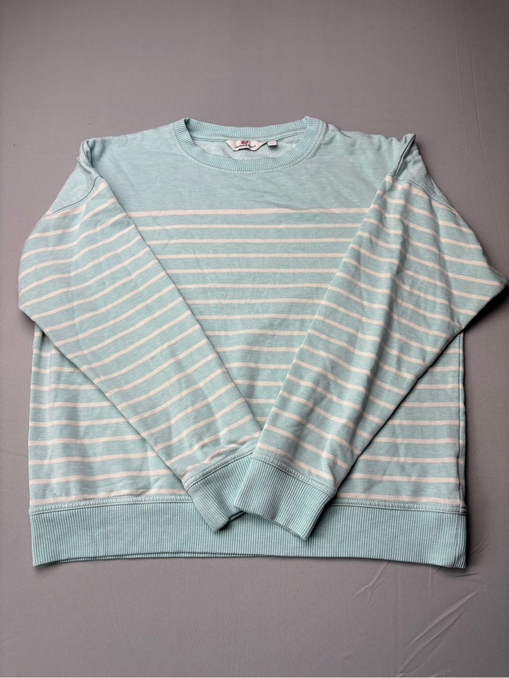 Vineyard Vines Women’s Size Medium Mint Green Striped Crewneck Sweater